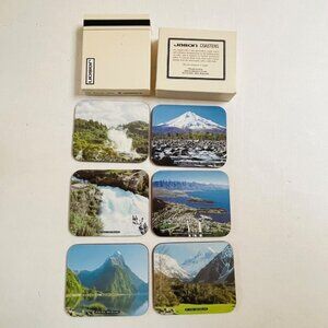 Jason Coasters New Zealand Set of 6 Mats National Parks Falls Photo Cork Back
